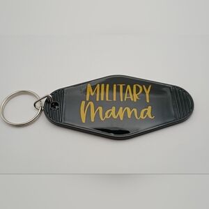 Handmade Military Mama Motel Keychain - Black & Gold Vintage Style